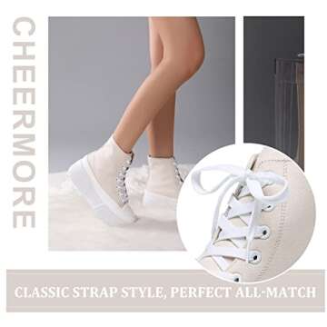 Cheermore Womens Platform High Top Sneakers Lace Up Canvas Shoes Fashion Comfortable Casual W Beige