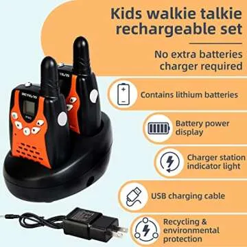 Retevis RT602 Walkie Talkies for Kids Rechargeable,KidsToy with Batteries Charger Station,Toy Walkie Talkie Kids Gifts for Boys Girls(1 Pair Orange)