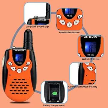 Retevis RT602 Walkie Talkies for Kids Rechargeable,KidsToy with Batteries Charger Station,Toy Walkie Talkie Kids Gifts for Boys Girls(1 Pair Orange)
