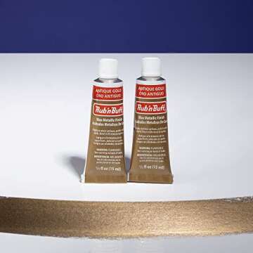 AMACO Rub n Buff Wax Metallic Finish - 2 Rub n Buff Antique Gold 15ml Tubes - Versatile Gilding Wax ...