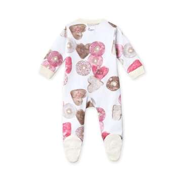 Burt's Bees Baby Baby Girls' Pajamas, Sleep and Play Loose Fit, 100% Organic Cotton Soft One-Piece PJs, Sizes NB to 6-9, Doughnut Crazy, 3-6 Months