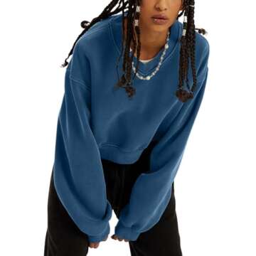 Dnzzs Cropped Hoodie Women Crop Sweatshirt V Neck Sweatshirt Women Oversized Hoodie Acid Wash Blue Hoodie Fleece Pullover Vintage Loose