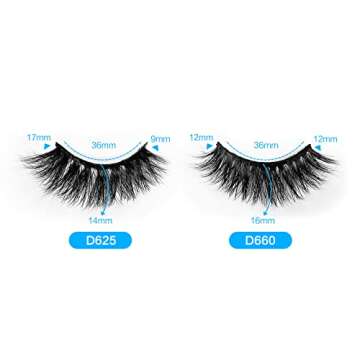 3D & 4D Mink Fur False Eyelashes Pack of 2 Pairs,100% Natural Soft Curl Genuine Siberian Mink Hair Hand-made Luxury Fashion Fake Lashes in Premium Box Package with Mirror & Tweezer