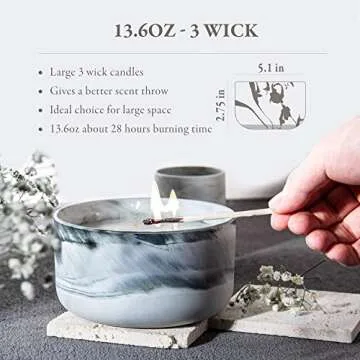 Hidden Label Scented Soy Candles, Large Candle 3 Wicks 14.8oz Mango Guava Ceramic Jar Lava Collection, Gorgeous Gifts for Birthday Thanksgiving Christmas