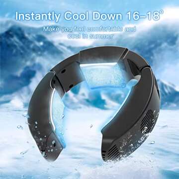 CXLiy Neck Fan, Neck Air Conditioner, 3 Cooling Plates Portable Neck Fan, Hands-Free Around the Personal Fan, Semiconductor Cooling Neck Fan 2 Modes (No Built-in Battery, with 10000mAH Power Bank)…
