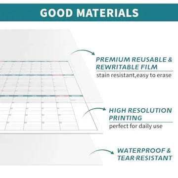 Large Dry Erase Wall Calendar - 3 Month Undated Calendar