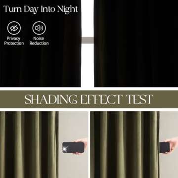 Topfinel 72 Inch Green Velvet Blackout Curtains, Pinched Pleated Insulating Noise Reducing Sun Block...