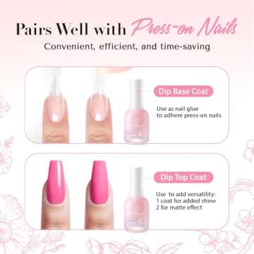 AZUREBEAUTY Dip Powder Liquid Set, 4 Pcs Clear Base, Activator, Top Coat & Brush Saver, 15ml/0.57oz, Low Odor, No Lamp Needed for Nail Kit