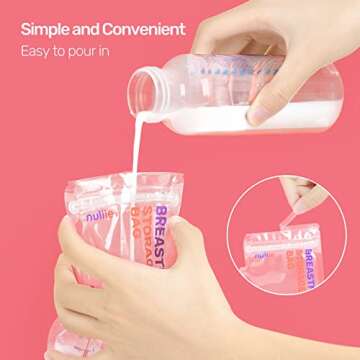 Nuliie 120 Pcs Breastmilk Storage Bags, 8 OZ Breast Milk Storing Bags, BPA-Free, Milk Storage Bags with Pour Spout for Breastfeeding, Self-Standing Bag, Space Saving Flat Profile
