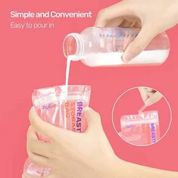 Nuliie 120 Pcs Breastmilk Storage Bags, 8 OZ Breast Milk Storing Bags, BPA-Free, Milk Storage Bags with Pour Spout for Breastfeeding, Self-Standing Bag, Space Saving Flat Profile