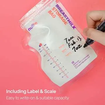 Nuliie 120 Pcs Breastmilk Storage Bags, 8 OZ Breast Milk Storing Bags, BPA-Free, Milk Storage Bags with Pour Spout for Breastfeeding, Self-Standing Bag, Space Saving Flat Profile