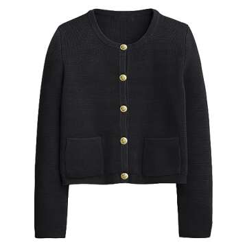 Elegant LILLUSORY Women's Gold Buttons Cardigan Sweater