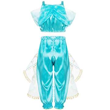 Funna Costume for Girls Princess Kids Dress Up Outfit Party Supplies Blue, 4-5T