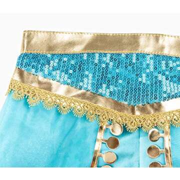 Funna Costume for Girls Princess Kids Dress Up Outfit Party Supplies Blue, 4-5T