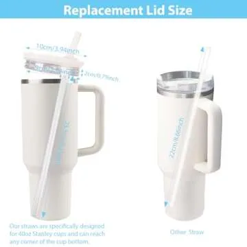 2 Pcs 40 oz Tumbler Flip Straw Lid Replacement Fit for Stanley Quencher, Spill Proof Splash Resistant Tumbler Lids Compatible with Stanley Cup, Reusable Tumbler Cover for Stanley Cup (White+Pink)