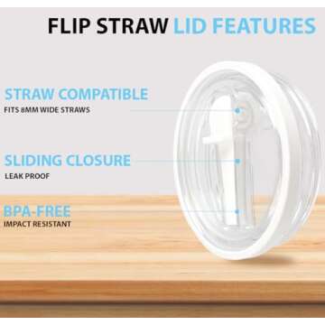 2 Pcs 40 oz Tumbler Flip Straw Lid Replacement Fit for Stanley Quencher, Spill Proof Splash Resistant Tumbler Lids Compatible with Stanley Cup, Reusable Tumbler Cover for Stanley Cup (White+Pink)