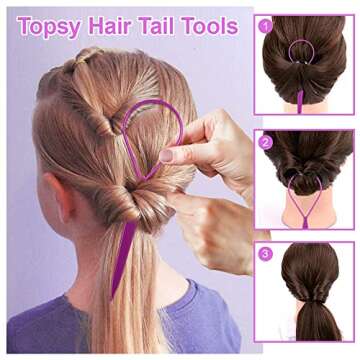 Colorful Rubber Bands & Topsy Tail Hair Tools for Girls