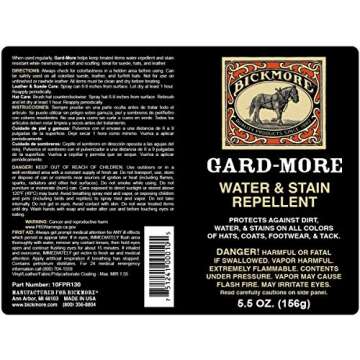 Bickmore Gard-More Water & Stain Repellent 5.5oz- Leather Protector and Suede Protector Waterproofing Spray Guard for Boots, Shoes, Clothing, Hats, Jackets & More