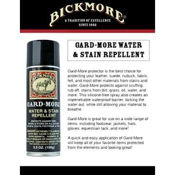 Bickmore Gard-More Water & Stain Repellent 5.5oz- Leather Protector and Suede Protector Waterproofing Spray Guard for Boots, Shoes, Clothing, Hats, Jackets & More