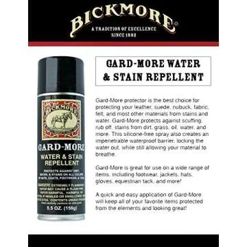 Bickmore Gard-More Water & Stain Repellent 5.5oz- Leather Protector and Suede Protector Waterproofing Spray Guard for Boots, Shoes, Clothing, Hats, Jackets & More