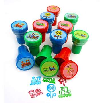 TINYMILLS 24 Pcs Safe Train Stampers for Kids Fun