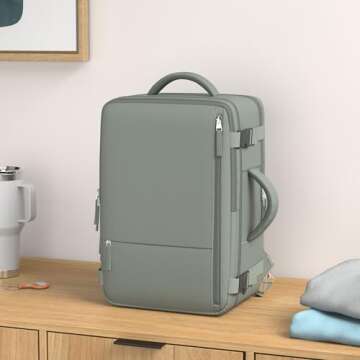 Rinlist Travel Backpack For Women Men Flight Approved, Carry-on Backpack Bag Luggage, Personal Item Backpack Bag, Laptop Backpack Casual Daypack, Travel Essentials Must Haves, Olive-green