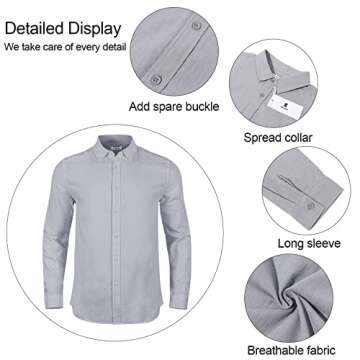 JEKAOYI Men's Stylish Summer Casual Linen Shirts Grey