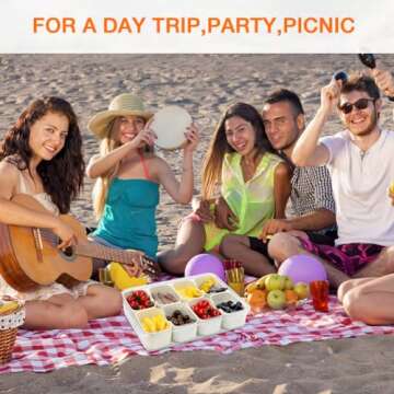 Divided Serving Tray with Lid and Handle - 8 Compartment Snackle Box Charcuterie Container, Food Container,Snack Tackle Box,Clear Snack Organizer Travel,For Party,Road Trips,Picnic,Sport Games 1pack