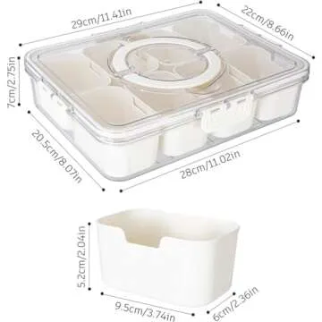 Divided Serving Tray with Lid and Handle - 8 Compartment Snackle Box Charcuterie Container, Food Container,Snack Tackle Box,Clear Snack Organizer Travel,For Party,Road Trips,Picnic,Sport Games 1pack