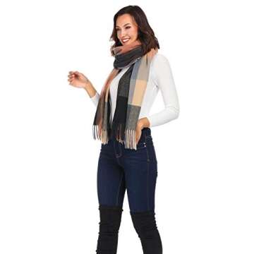 COLORIS EDITION Oversized Plaid Winter Fall Scarf Soft Blanket Scarf for Women Long Shawls and Wraps CE18-Plaid Caramel