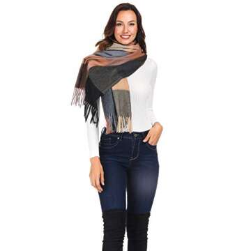COLORIS EDITION Oversized Plaid Winter Fall Scarf Soft Blanket Scarf for Women Long Shawls and Wraps CE18-Plaid Caramel