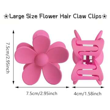 Hair Claw Clips, 8PCS Flower Hair Clips, Large Claw Clips for Women Thick Hair, Big Cute Dasiy Hair ...