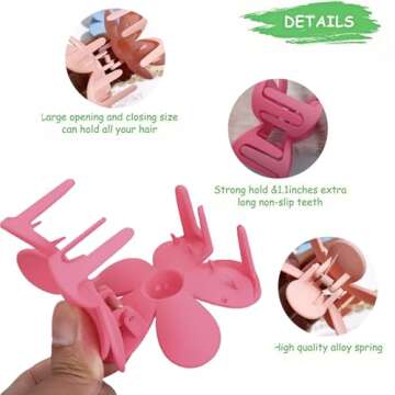 Hair Claw Clips, 8PCS Flower Hair Clips, Large Claw Clips for Women Thick Hair, Big Cute Dasiy Hair Clips, Non Slip Strong Hold for Women, Hair Accessories for Women Girls Gifts 8 Colors