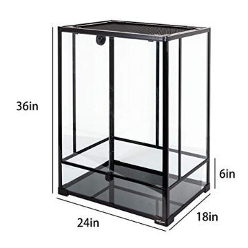 REPTI ZOO 24" x 18" x 36" Reptile Tall Glass Terrarium Rainforest Habitat Double Hinge Door with Screen Ventilation 67 Gallon Reptile Terrarium Easy Assembly