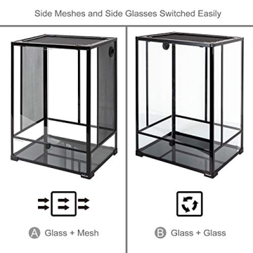 REPTI ZOO 24" x 18" x 36" Reptile Tall Glass Terrarium Rainforest Habitat Double Hinge Door with Screen Ventilation 67 Gallon Reptile Terrarium Easy Assembly