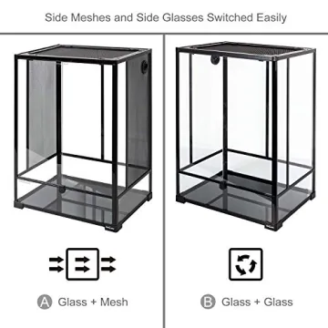 REPTI ZOO 24" x 18" x 36" Reptile Tall Glass Terrarium Rainforest Habitat Double Hinge Door with Screen Ventilation 67 Gallon Reptile Terrarium Easy Assembly