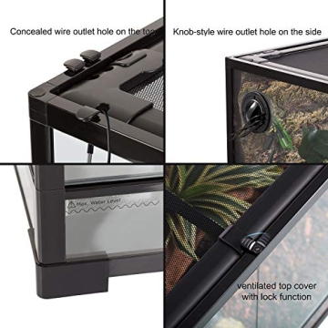 REPTI ZOO 24" x 18" x 36" Reptile Tall Glass Terrarium Rainforest Habitat Double Hinge Door with Screen Ventilation 67 Gallon Reptile Terrarium Easy Assembly