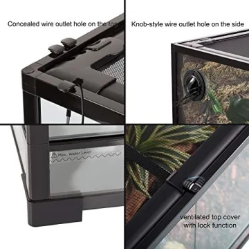 REPTI ZOO 24" x 18" x 36" Reptile Tall Glass Terrarium Rainforest Habitat Double Hinge Door with Screen Ventilation 67 Gallon Reptile Terrarium Easy Assembly