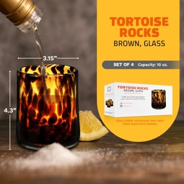IMPULSE Tortoise Leopard Print Rocks Glasses Set of 4