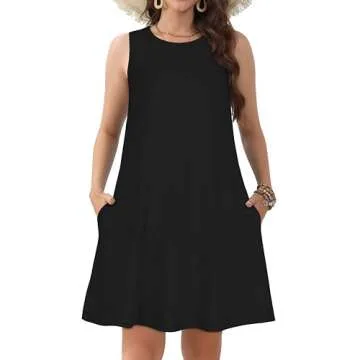JOLIGAL Women's Casual Sleeveless Sundress with Pockets