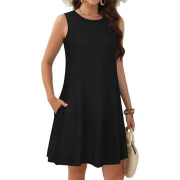 JOLIGAL Women's Casual Sleeveless Sundress with Pockets
