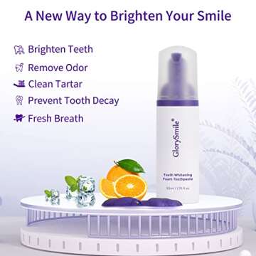 GlorySmile Purple Teeth Whitening Foam, Dental Color Corrector, Yellow Stain Removal, 1.75 Fl Oz
