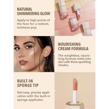 SHEGLAM Glow Bloom Liquid Waterproof Highlighter Long Lasting Cream Highlighter with Shimmer Dewy Finish - Vanilla Frost