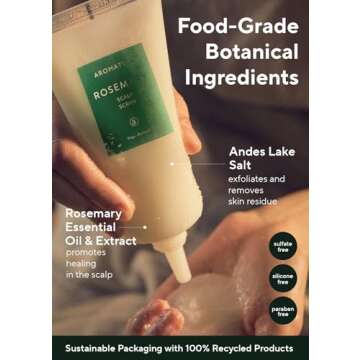 AROMATICA Rosemary Scalp Scrub 5.82oz / 165g, Scalp Treatment, Scalp Exfoliator with Salt Scrub for Oily Scalp, Dandruff, Build Up Remover