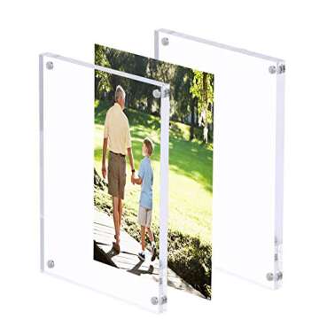 JUOIFIP 3 Pack 8x10 Acrylic Photo Frame, Clear Double Sided Magnetic Picture Frame 10mm Desktop Display with Stand- Free Soft Microfiber
