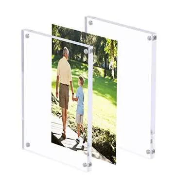 JUOIFIP 3 Pack 8x10 Acrylic Photo Frame, Clear Double Sided Magnetic Picture Frame 10mm Desktop Display with Stand- Free Soft Microfiber