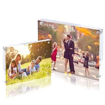 JUOIFIP 3 Pack 8x10 Acrylic Photo Frame, Clear Double Sided Magnetic Picture Frame 10mm Desktop Display with Stand- Free Soft Microfiber