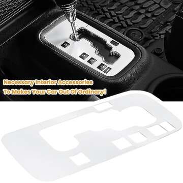 Trim Gear Frame Cover Gear Shift Box Cover For Jeep Wrangler 2012-2018 JK JKU Sport Sahara Freedom Rubicon Unlimited Gear Shift Panel Cover Trim Interior Decoration Accessories Aluminum (White)