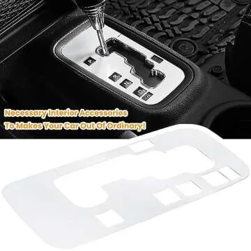 Trim Gear Frame Cover Gear Shift Box Cover For Jeep Wrangler 2012-2018 JK JKU Sport Sahara Freedom Rubicon Unlimited Gear Shift Panel Cover Trim Interior Decoration Accessories Aluminum (White)