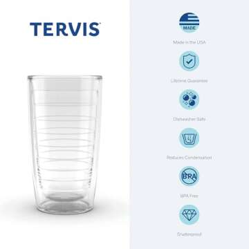 Tervis Navy Logo Made in USA Double Walled Insulated Tumbler Travel Cup Keeps Drinks Cold & Hot, 16oz, Classic